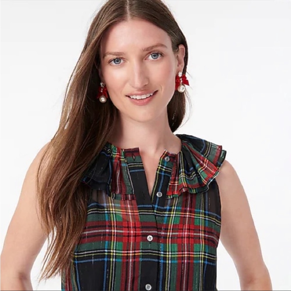 JCrew Sleeveless ruffle-collar top AU262
